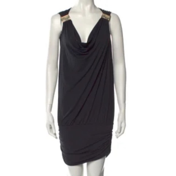 Carmen Marc Valvo Black Swim CoverUp with Metal Snakeprint Hardware, size Small - Picture 1 of 8